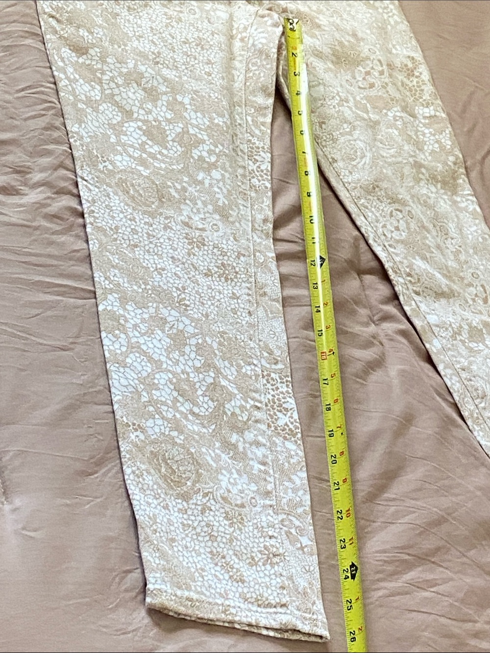 Chico's Beige and White Floral Cropped Girlfriend Jeans - Picture 6 of 6